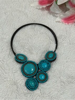 Turquoise Beaded Statement Necklace - Women Jewelry